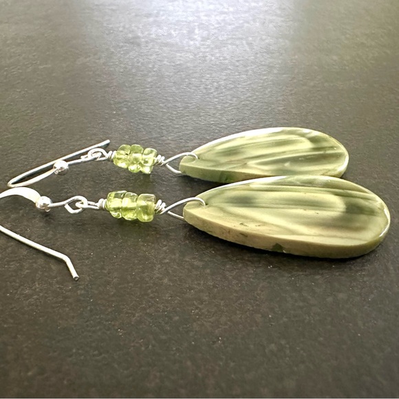 NEW Green Stone Earrings, Imperial Jasper, Peridot, Sterling, Prairie Ice - Picture 10 of 10